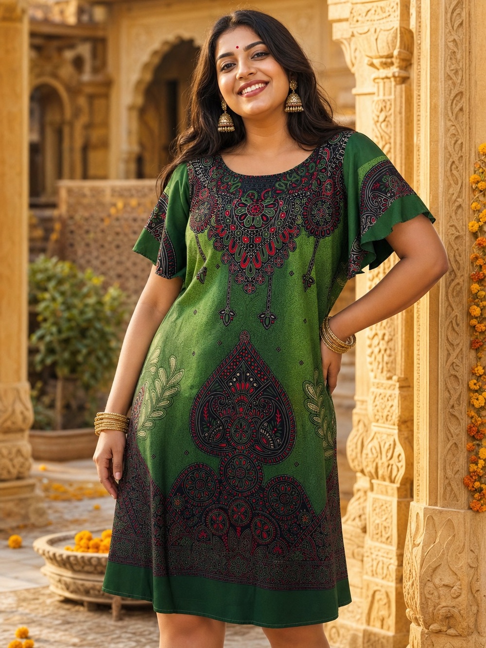 Indian dress Lapogee Indian Mandala Print Dress, Size 1X